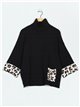 Roll neck animal print sweater 