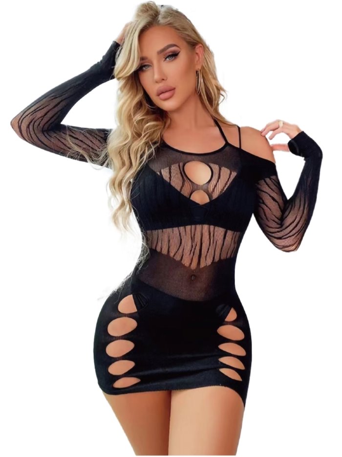 Vestido rejilla negro