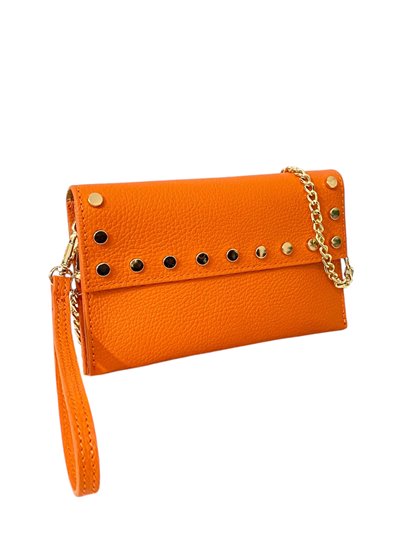 Mini clutch piel tachas naranja