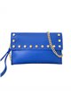 Mini clutch piel tachas azulon