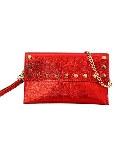 Mini clutch piel tachas rojo-brillo