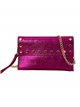 Mini clutch piel tachas fucsia-brillo