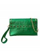 Mini clutch piel tachas verde-brillo