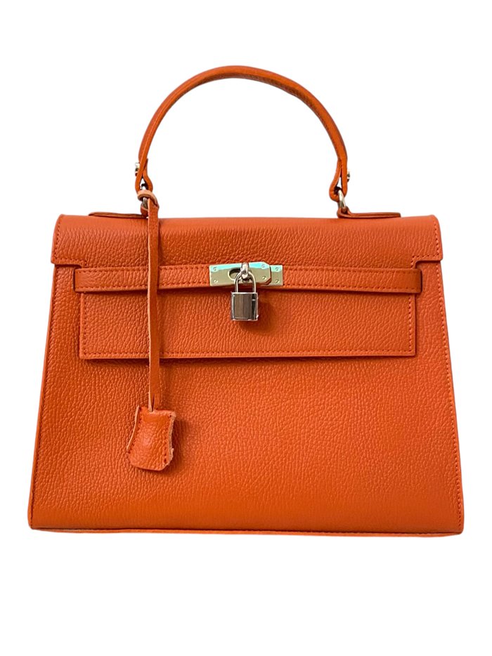 Citybag piel detalle metálico naranja-oscuro