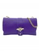 Mini clutch piel detalle metálico morado