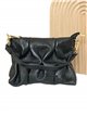 Mini clutch piel frunces negro-brillo