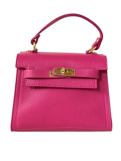 Mini citybag piel detalle metálico fucsia