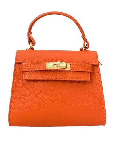 Mini citybag piel detalle metálico naranja-oscuro