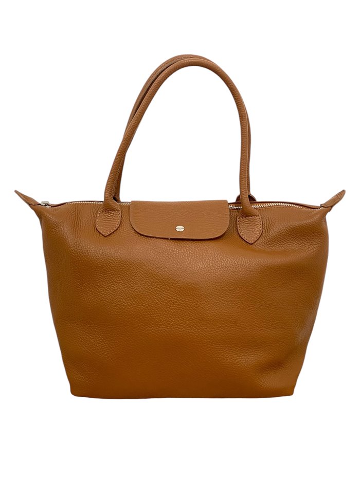 Shopper combinado piel marron