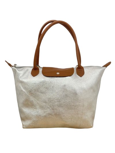 Shopper combinado piel plata