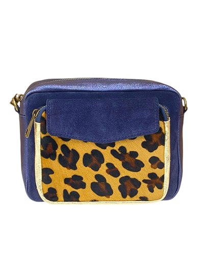 Bandolera serraje pelo animal print azul