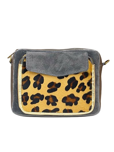 Bandolera serraje pelo animal print gris