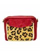 Bandolera serraje pelo animal print rojo