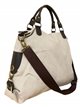 Shopper canvas combinado asas de piel beige