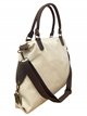 Shopper canvas combinado asas de piel beige