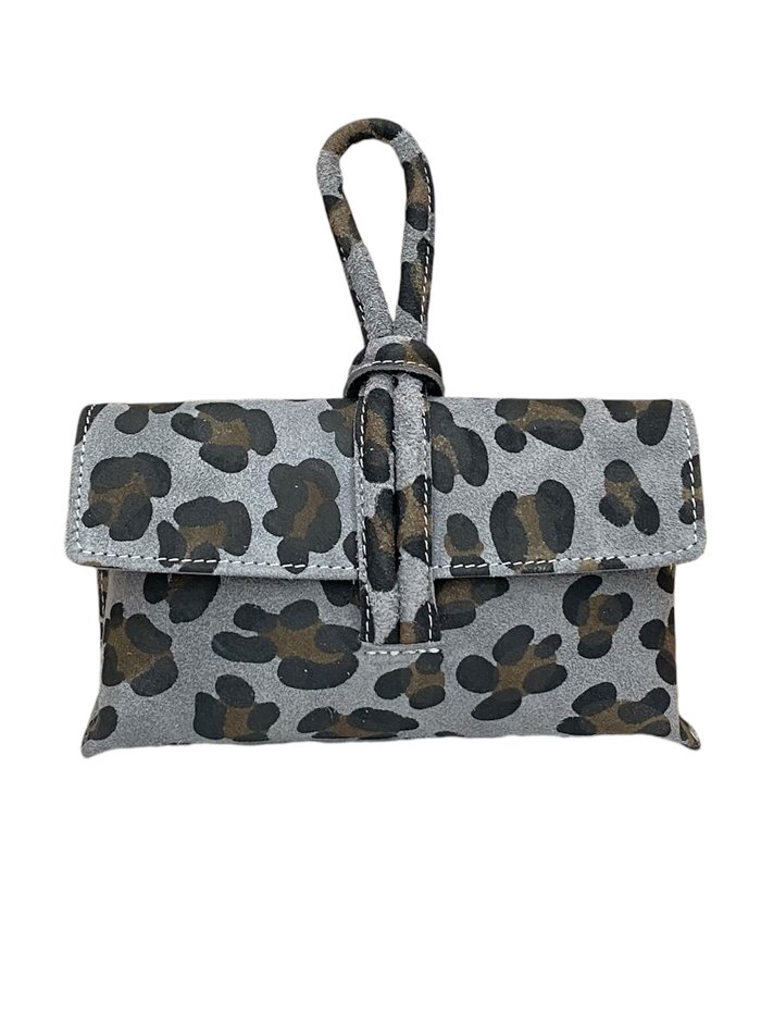 Bandolera serraje animal print leopardo-gris