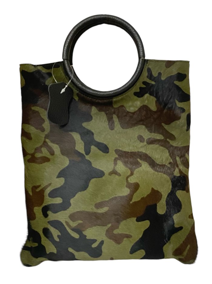 Shopper piel pelo + Bandolera 2 piezas militar