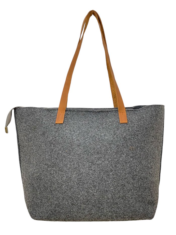 Shopper asas de piel gris-oscuro