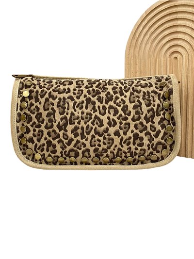 Mini bandolera serraje animal print beige