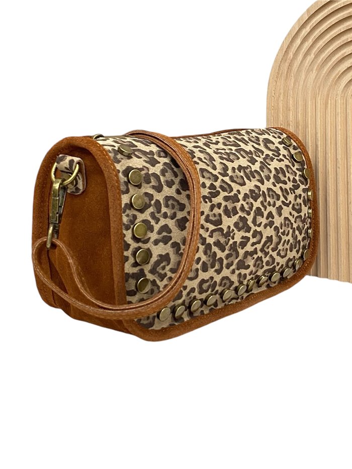 Mini bandolera serraje animal print camel