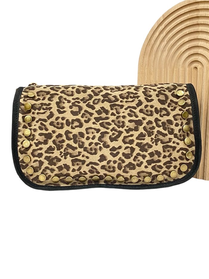 Mini bandolera serraje animal print negro