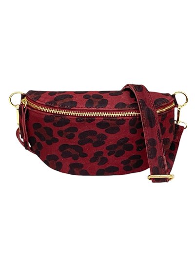 Riñonera serraje animal print rojo