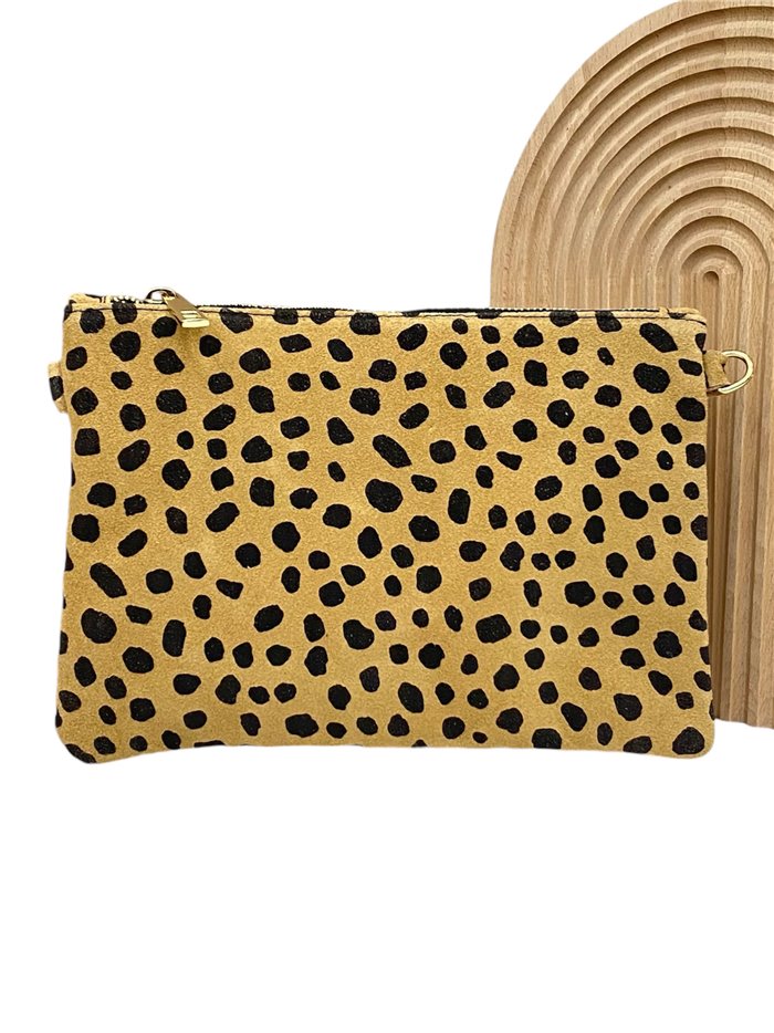 Mini sobre serraje animal print leopardo-beige