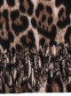 Leopard scarf with fringing taupe