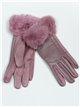 Faux leather gloves with with faux fur colores surtidos