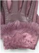 Faux leather gloves with with faux fur colores surtidos