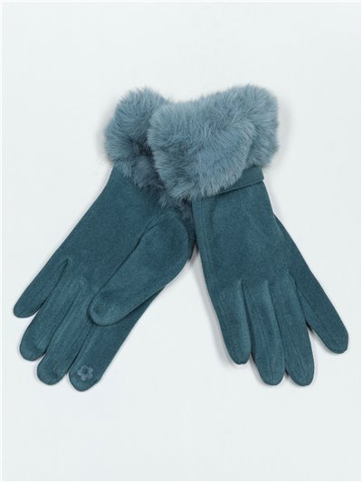 Faux suede gloves with faux fur colores surtidos