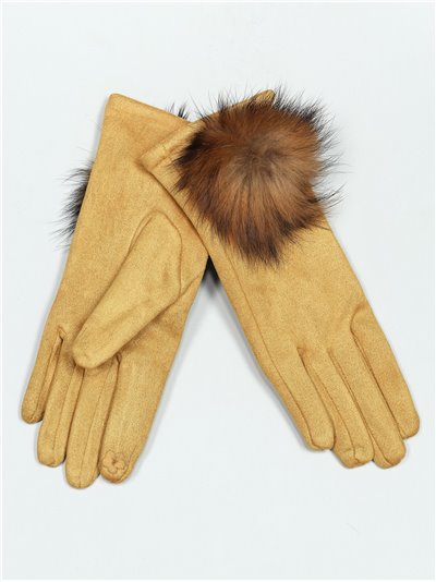 Faux suede gloves with pompom colores surtidos