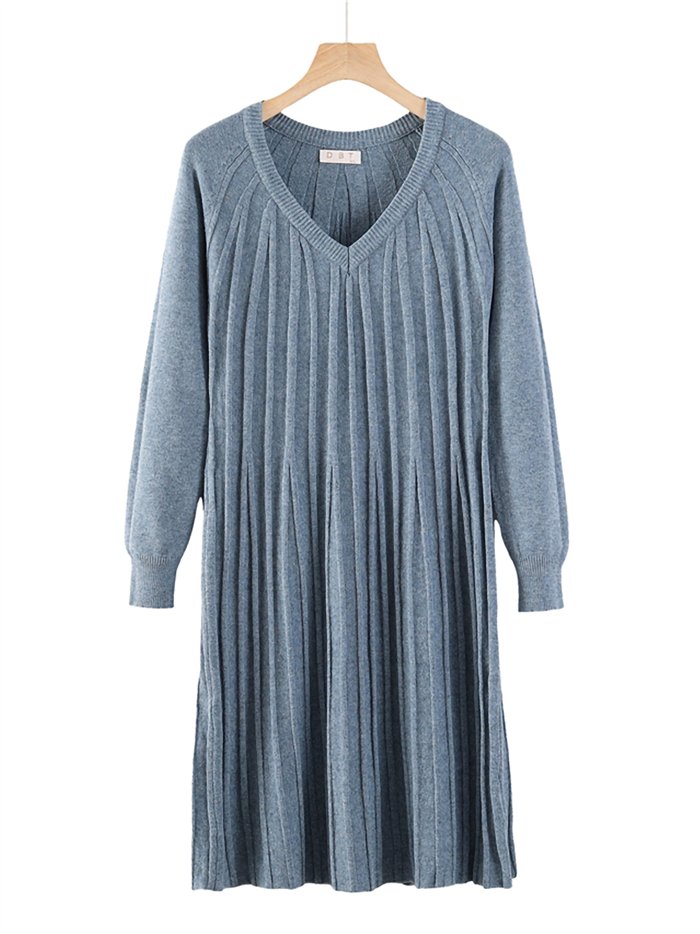 Pleated soft knit dress (M/L-L/XL)