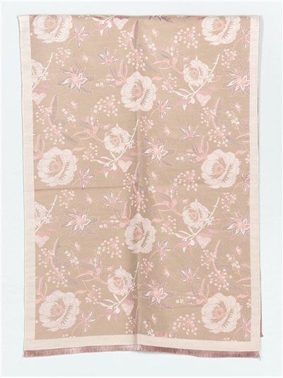 Bufanda soft flores camel-beis