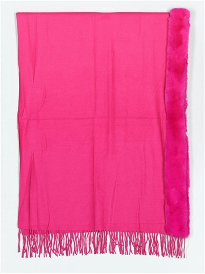 Bufanda soft pelo flecos fucsia