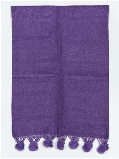 Bufanda soft pompones morado