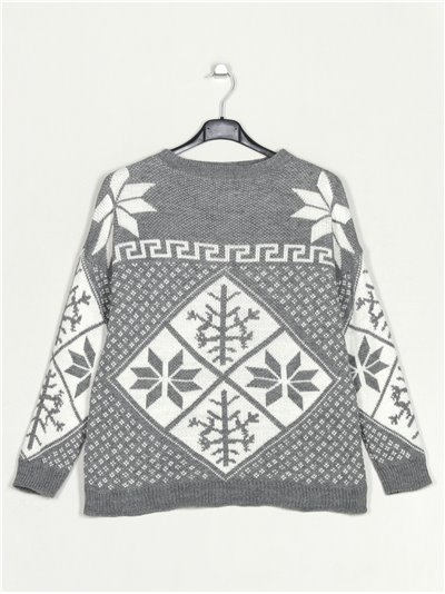 Jersey navideño copo de nieve gris