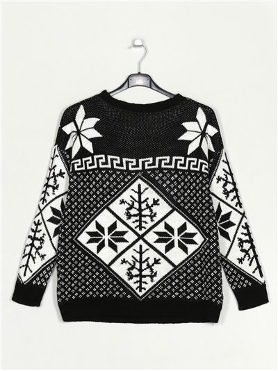 Jersey navideño copo de nieve negro