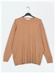 Round neck soft basic sweater camel