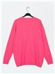 Round neck soft basic sweater fucsia