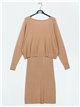 Sweater + Ribbed knit dress camel