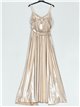 Metallic thread gathered maxi dress oro