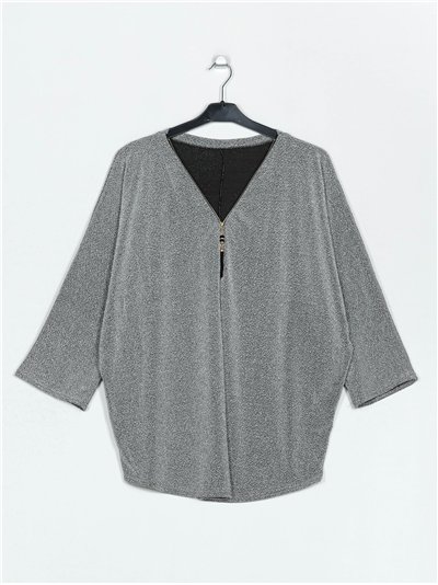 Plus size glitter blouse plata