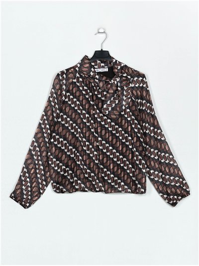 Printed blouse with bows negro