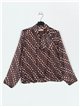 Blusa estampada gasa lazo marron