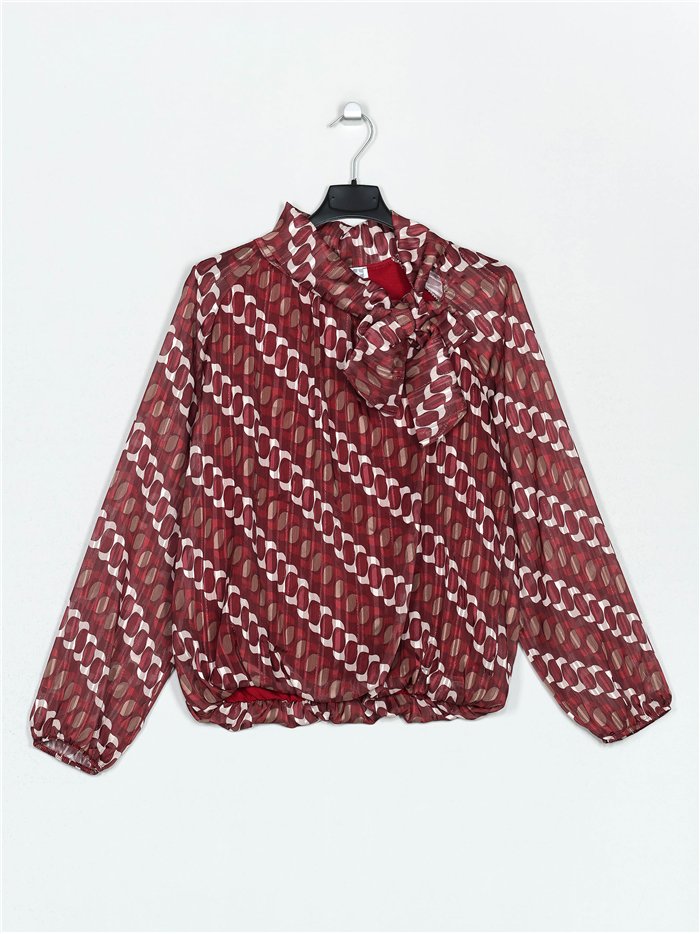 Printed blouse with bows vino