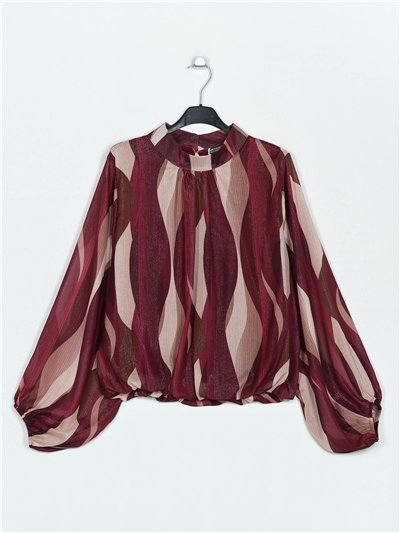 Printed blouse with puff sleeves vino