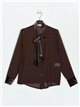 Blouse with velvet bows marron