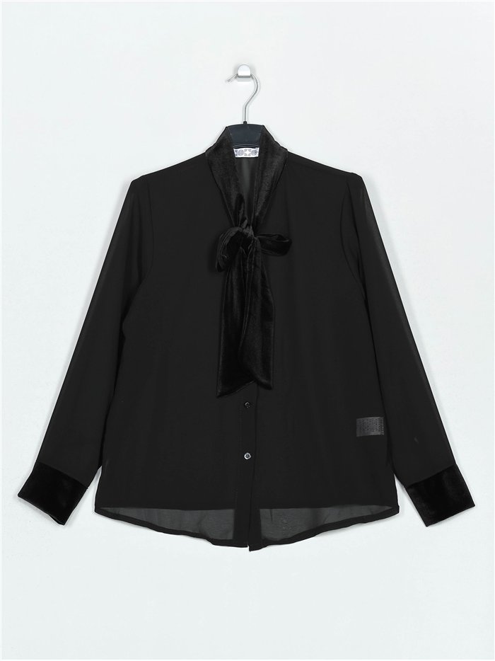 Blouse with velvet bows negro