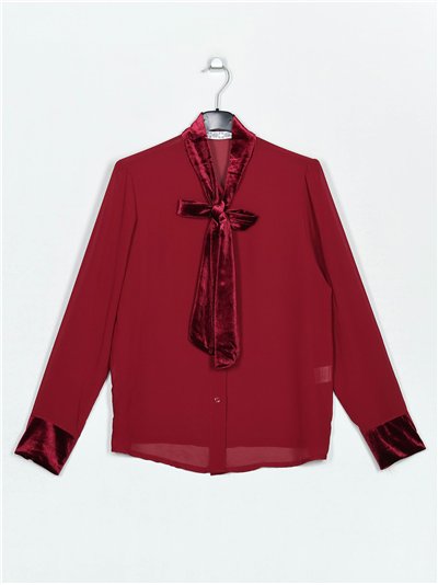 Blouse with velvet bows vino